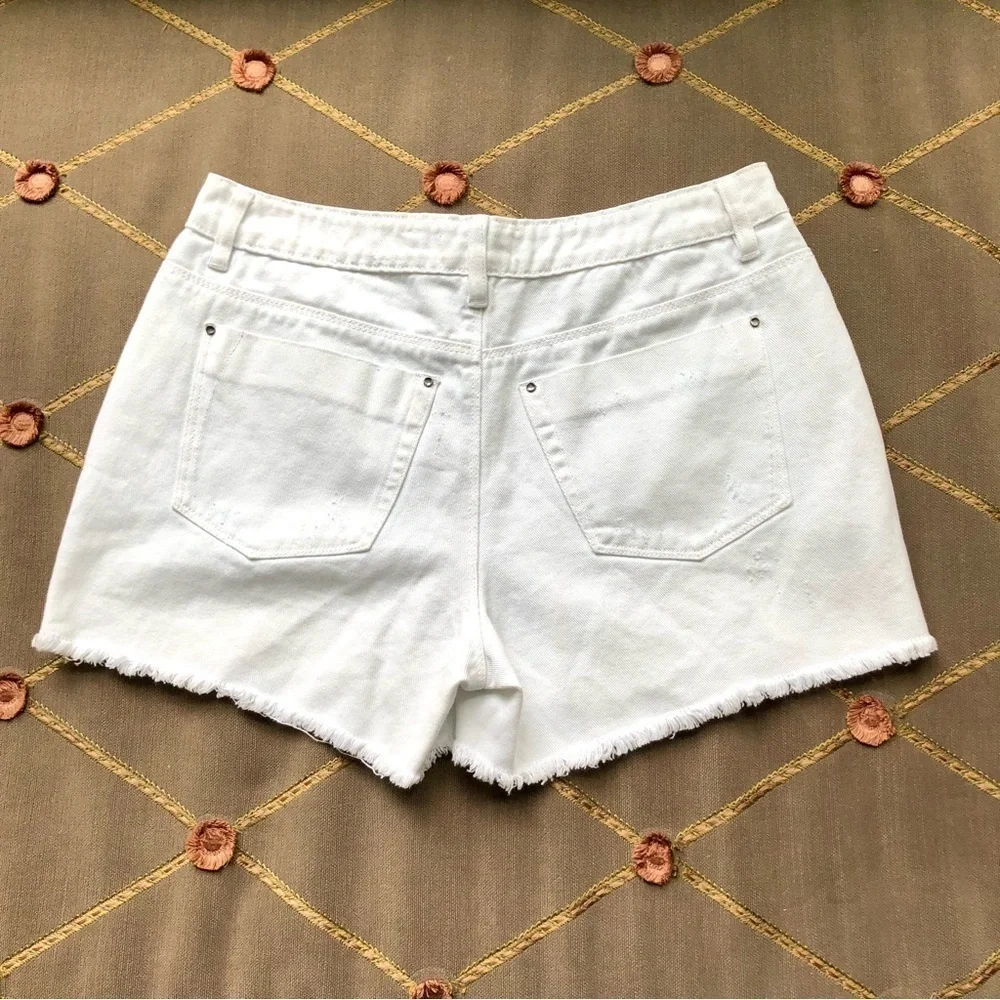 A Loves A Shorts Denim White Cotton Button Fly (27) - Picture 4 of 7